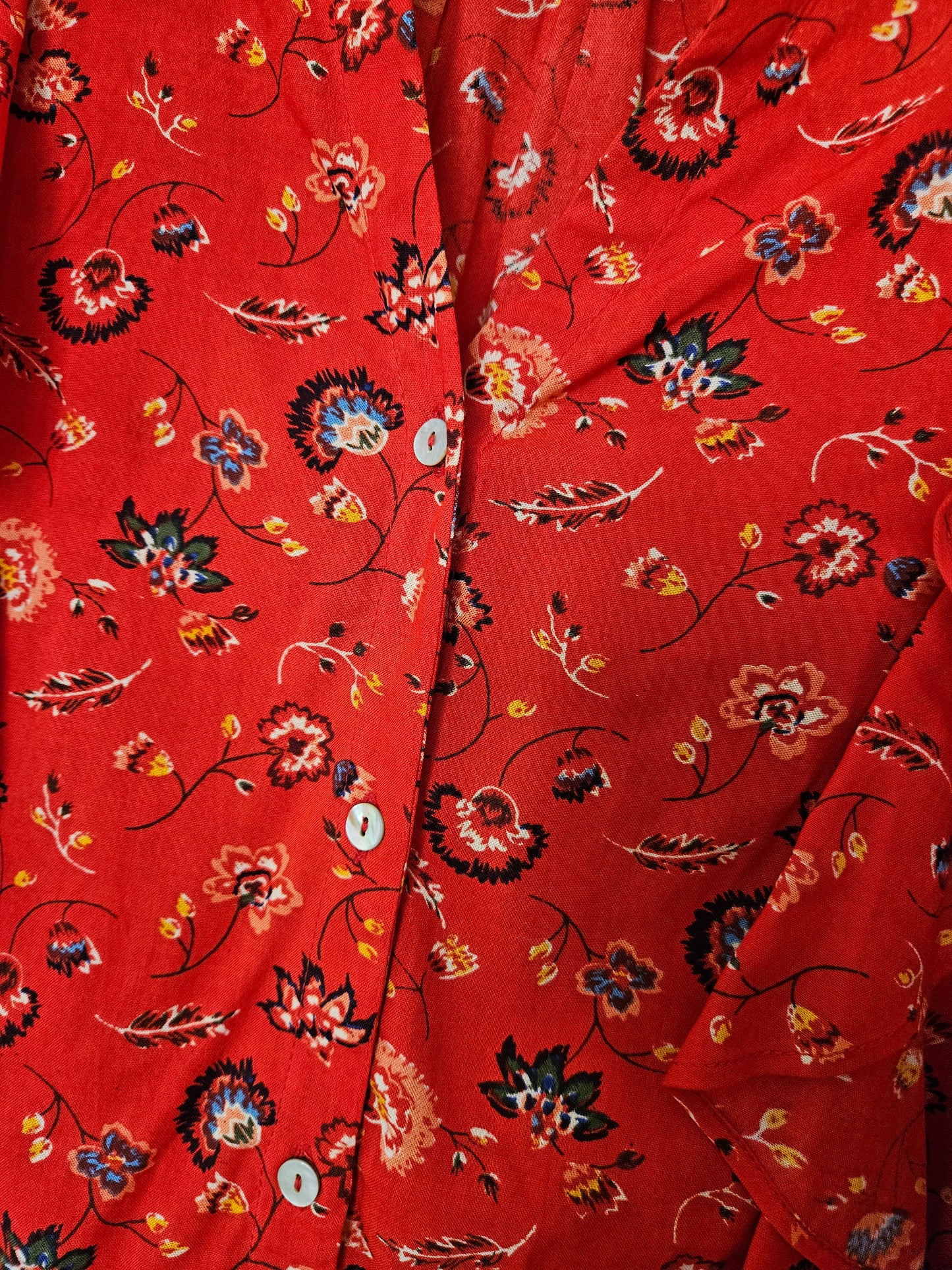 Bloes lange mouw rood multicolor Romantisch
