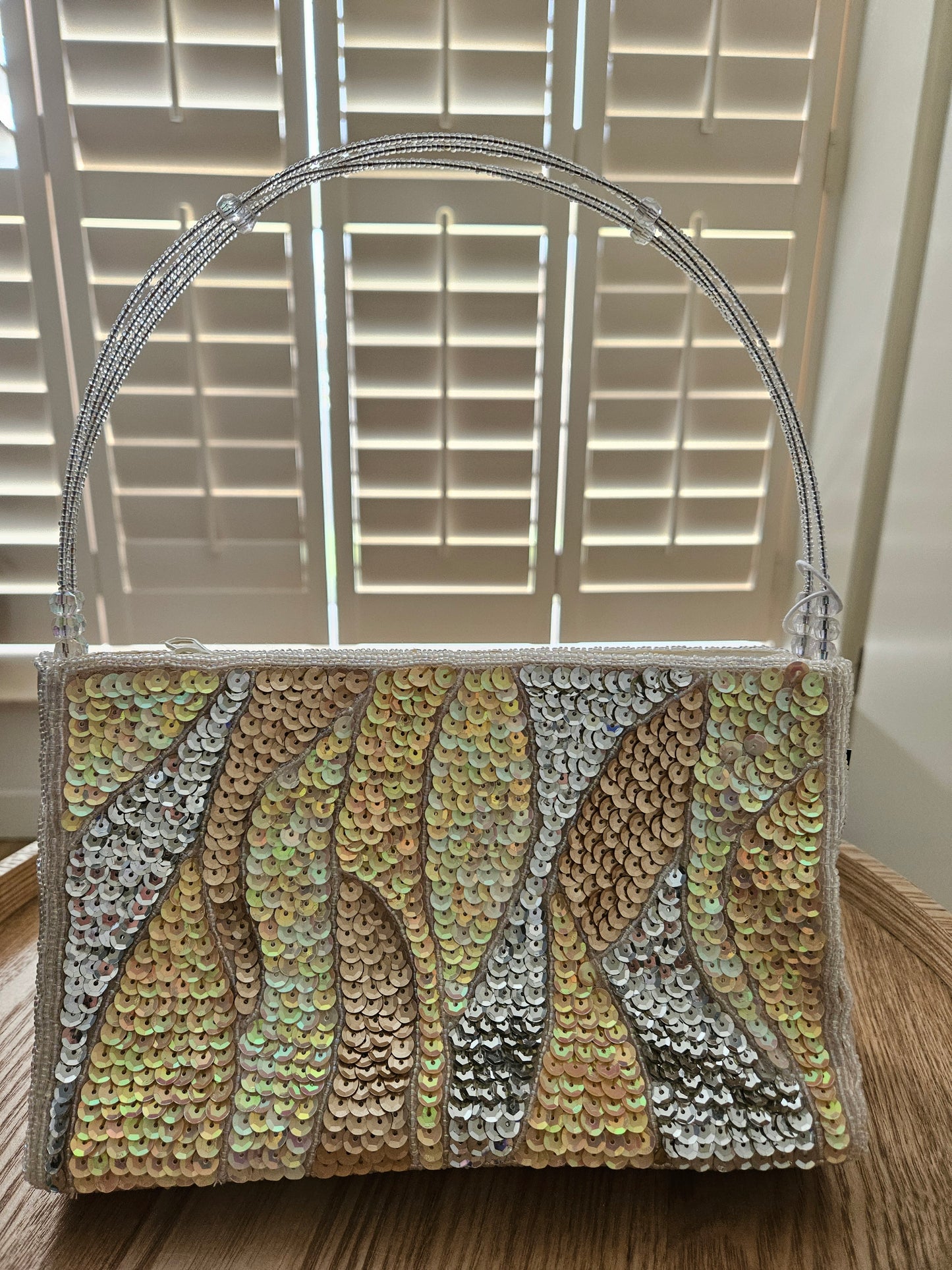Tas dames klein clutch wit glittter pailetten