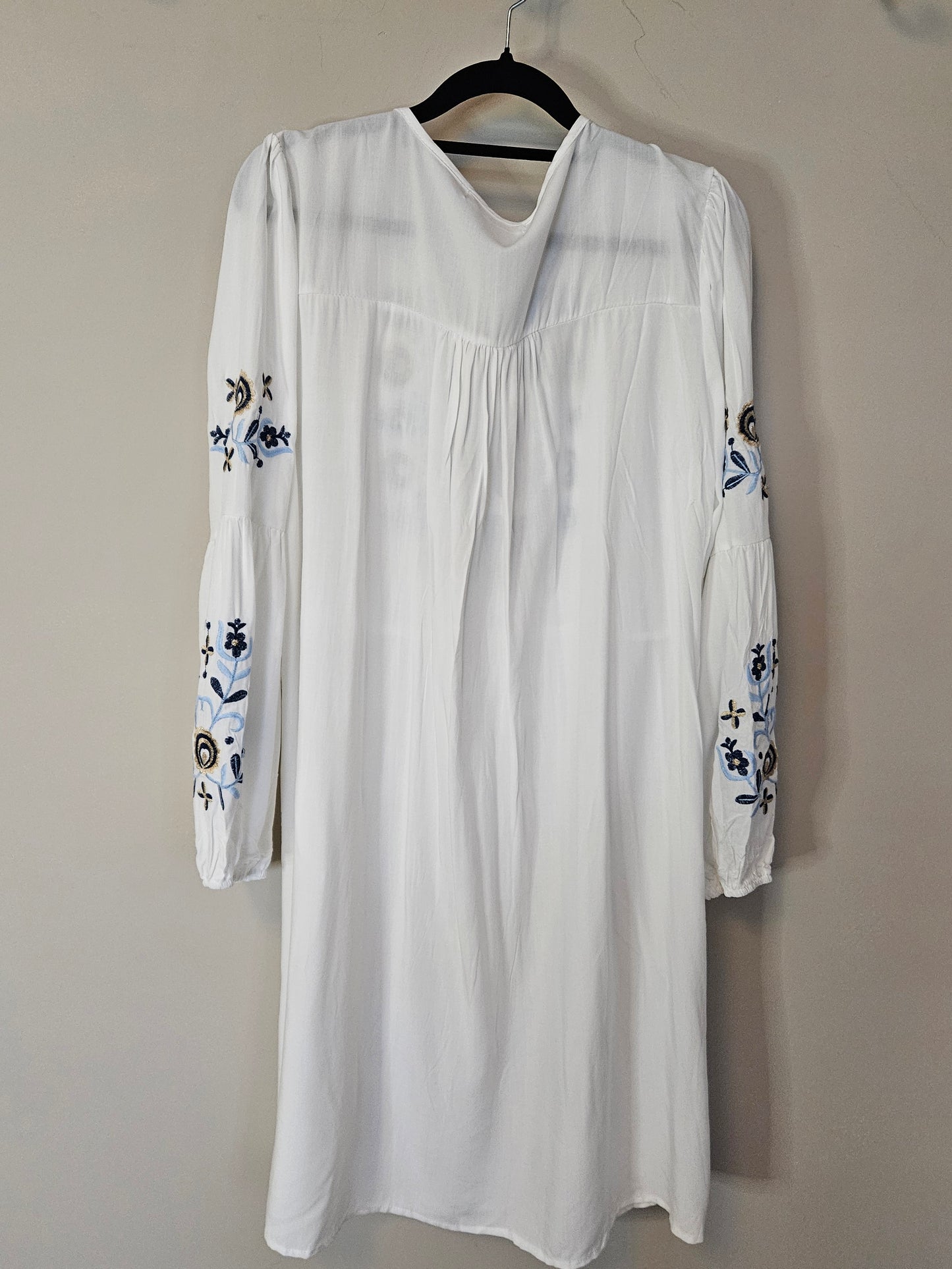 Jurk wit blauw motief, Boheemse Stijl