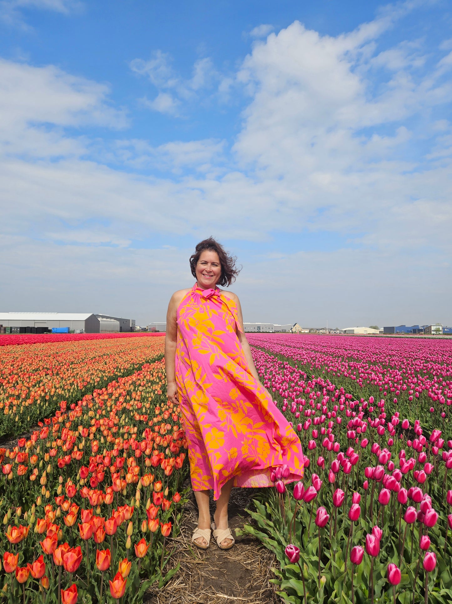 Jurk Midi rose/oranje