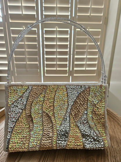 Tas dames klein clutch wit glittter pailetten