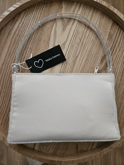 Tas dames klein clutch wit glittter pailetten