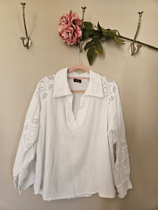 Bloes wit / broderie