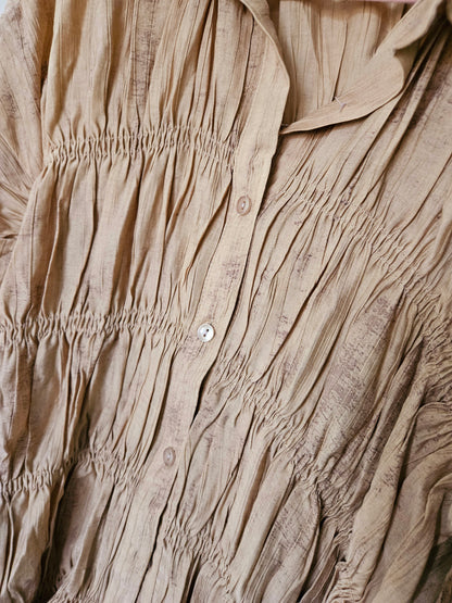 Bloes beige geplooid lange mouw